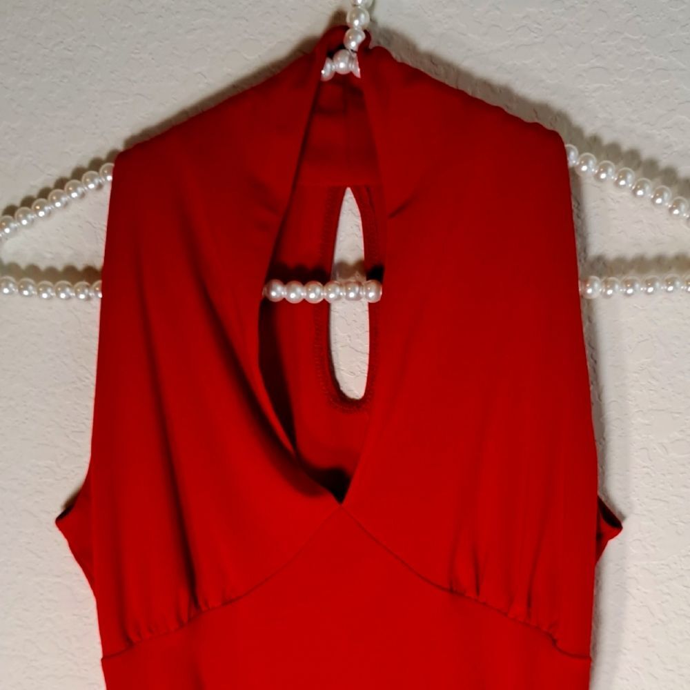 Agaci Too Y2K Vintage Women’s Elegant Red Sleeveless Top Jersey Knit Size Small